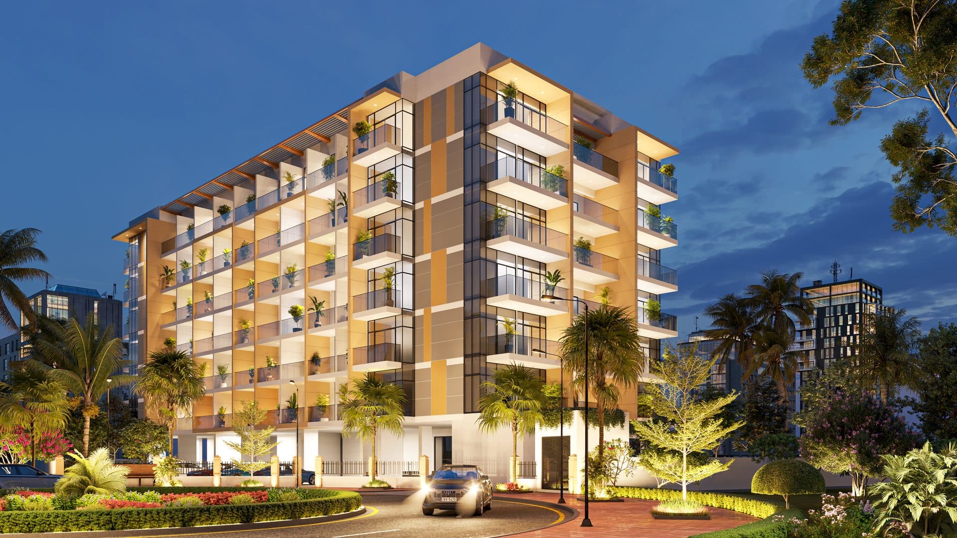 Al Haseen-2 Residences — Exterior night