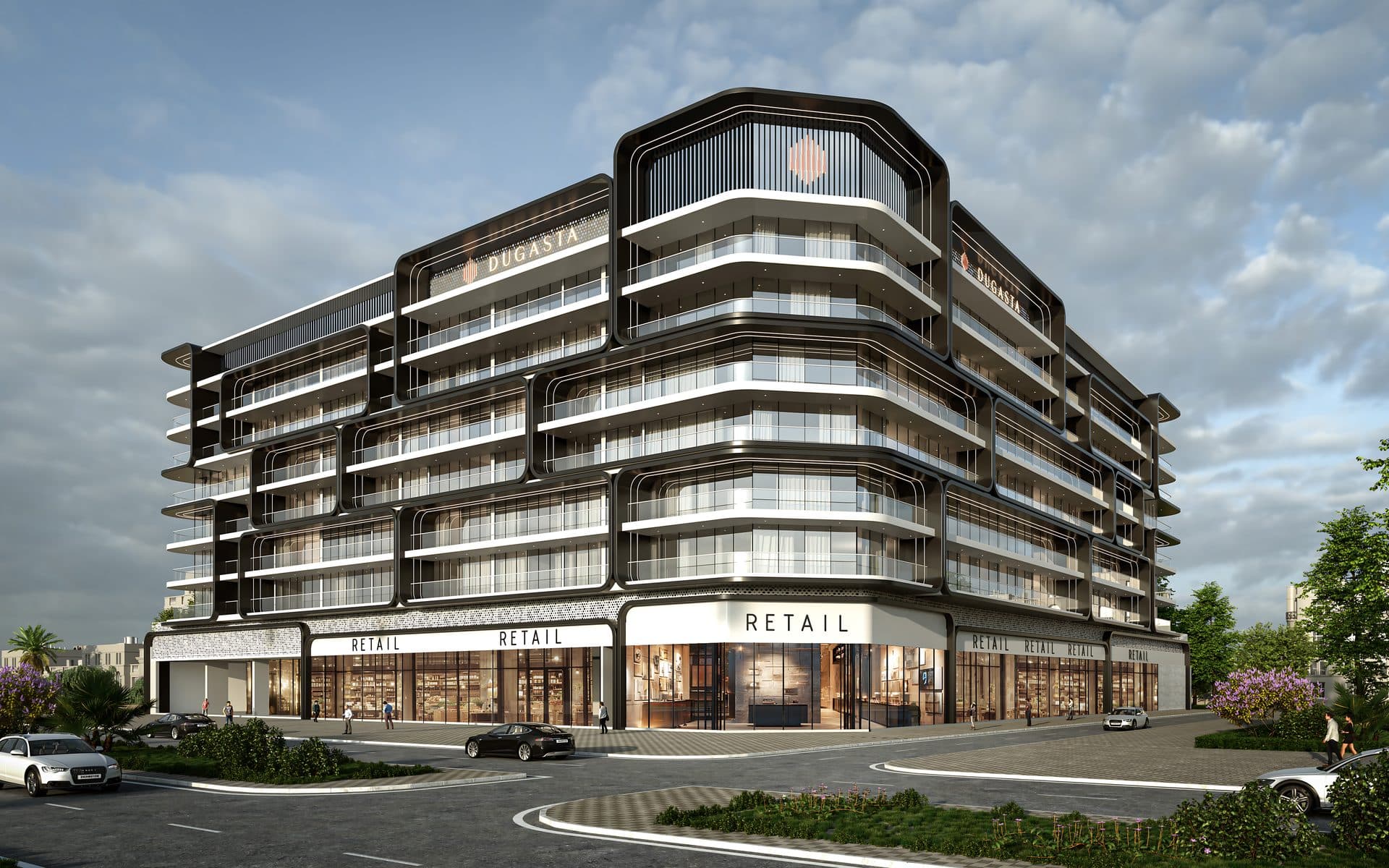 Al Haseen-6 Residences — Exterior dusk