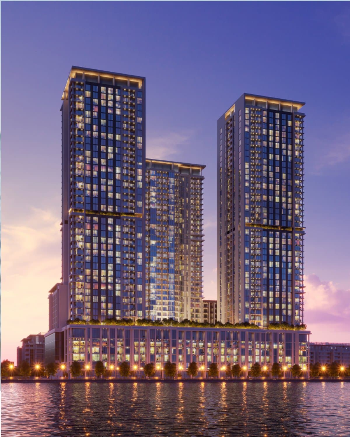 Crest Grande — Waterfront dusk