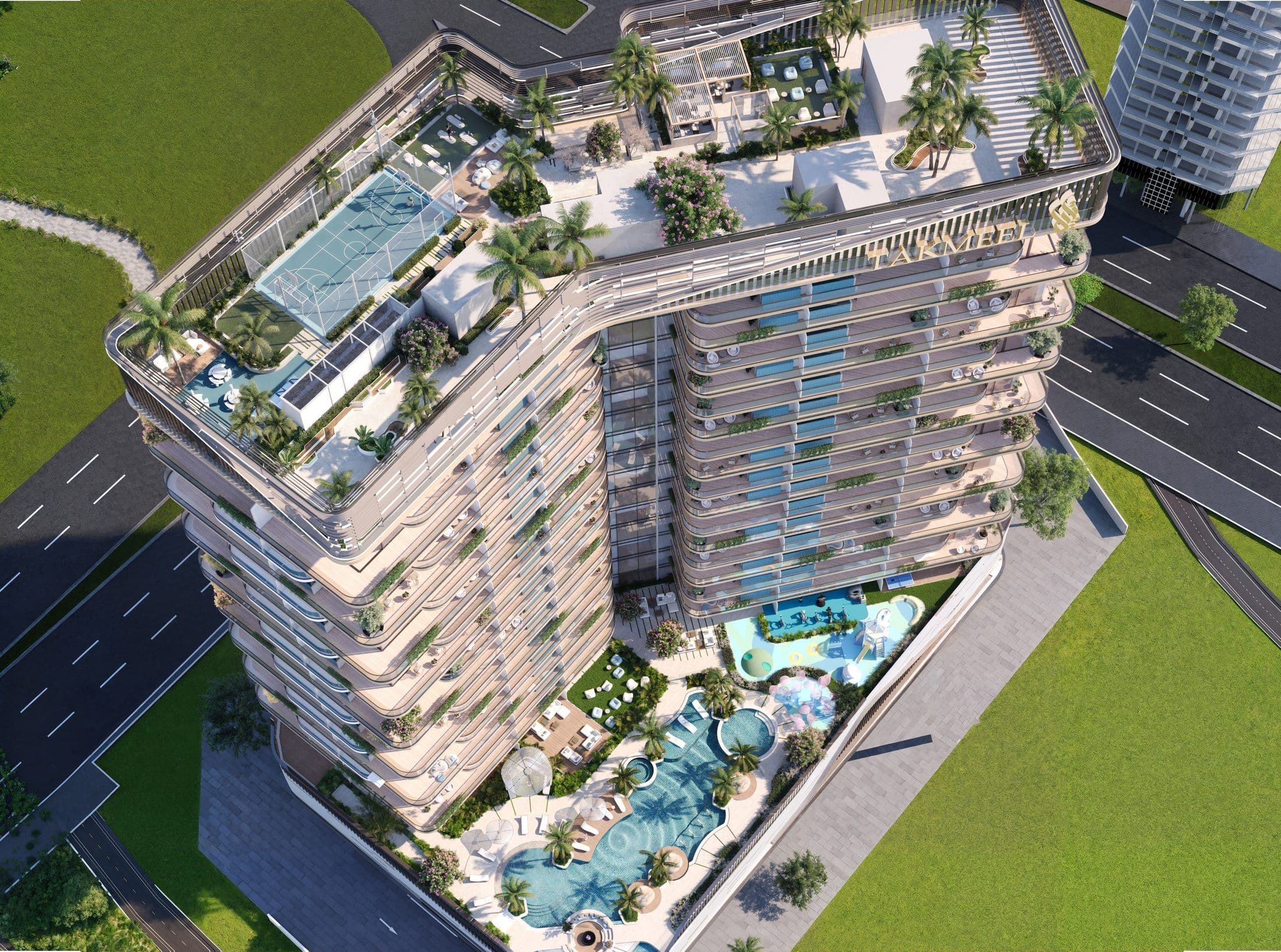 Divine Al Barari — Aerial amenity deck