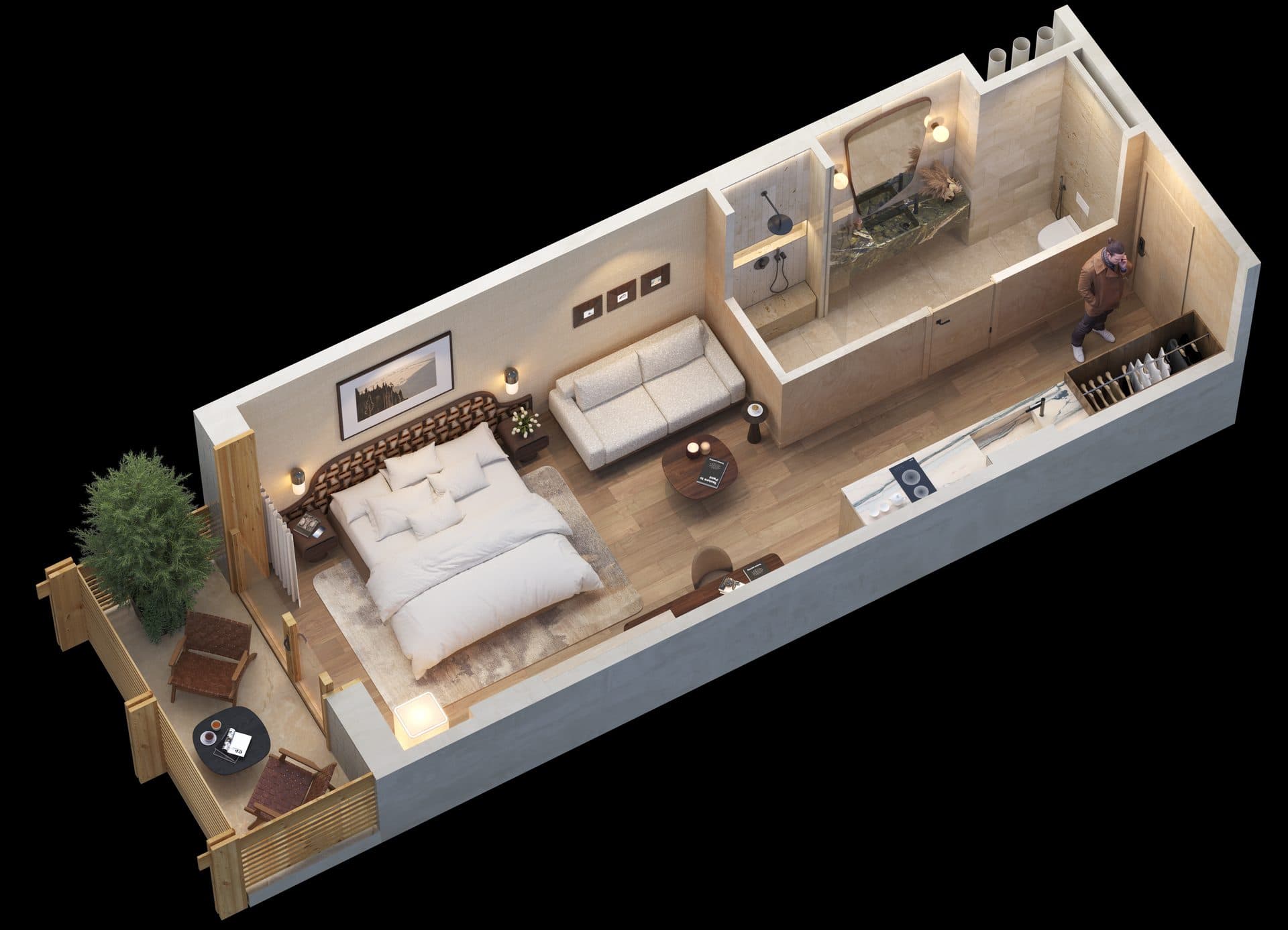 Non-Branded Residences at Gudauri (S Block) — Studio interior