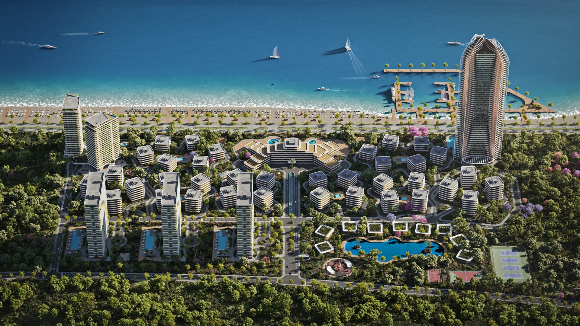 Triplet Towers at Petra Sea Resort — Masterplan aerial