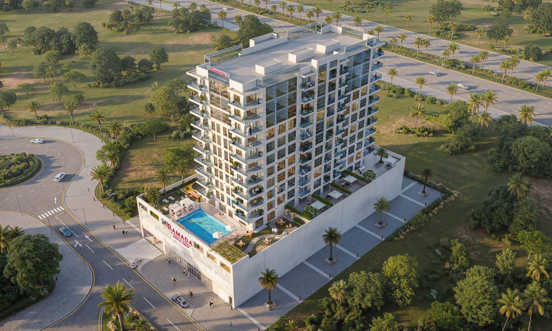 Ramada Residences by Wyndham, Al Jaddaf — Aerial pool