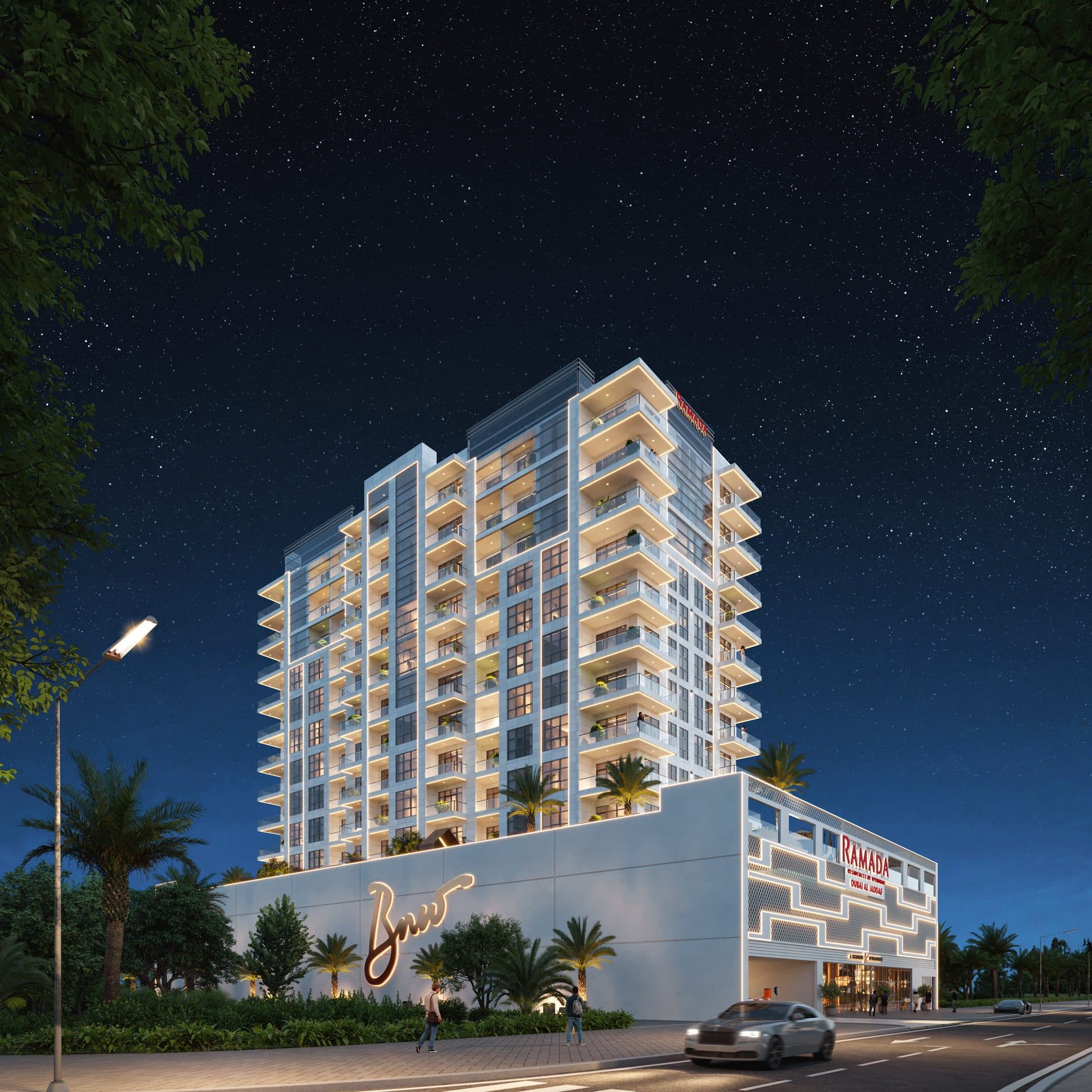 Ramada Residences by Wyndham, Al Jaddaf — Exterior night