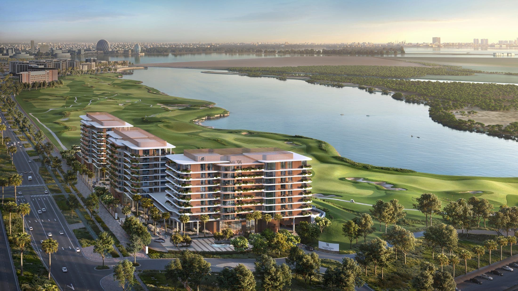 Waldorf Astoria Residences Yas — Golf course aerial