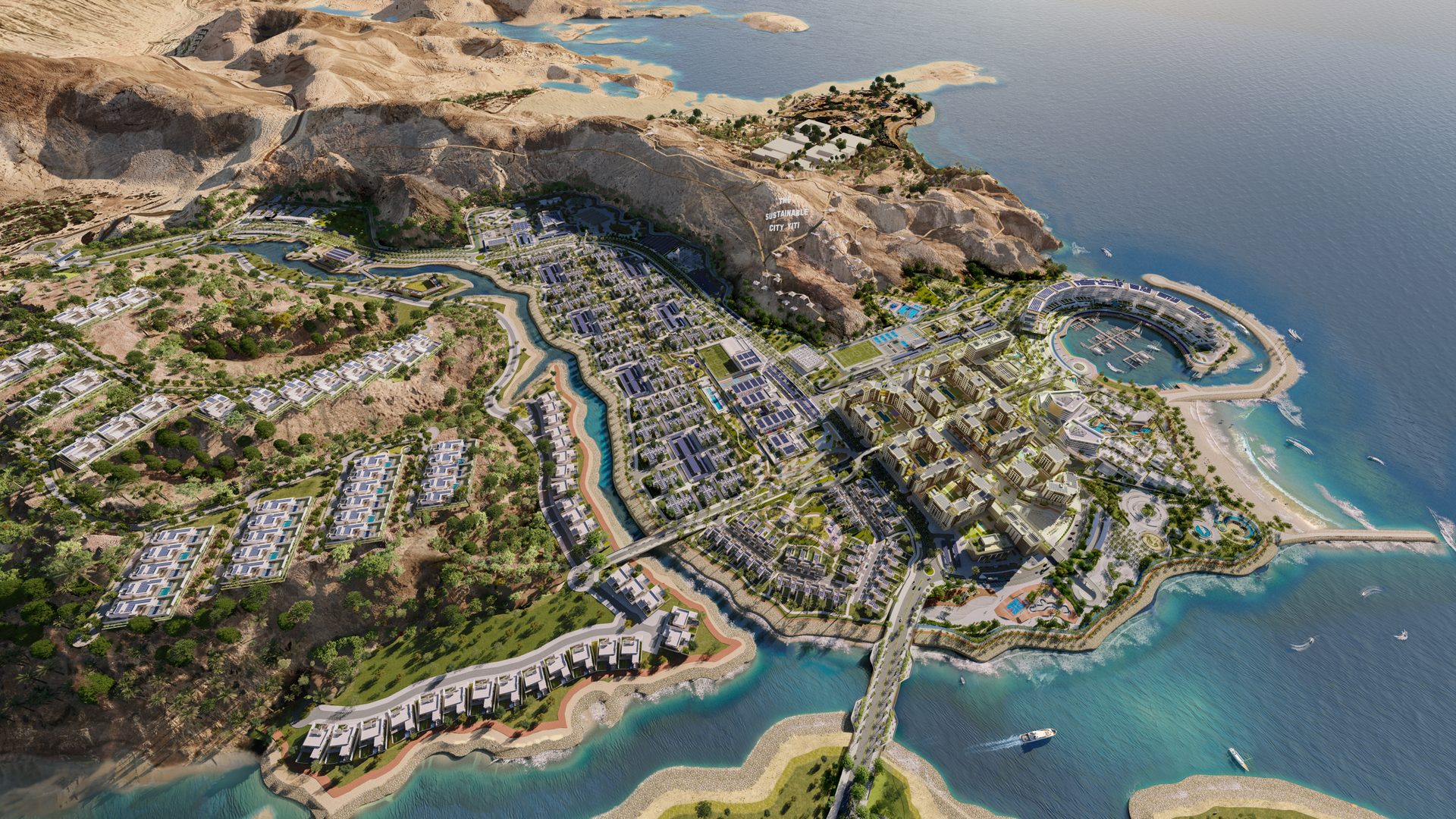 Oman. The Sustainable City, Yiti — Muscat's first net-zero coastal district.
